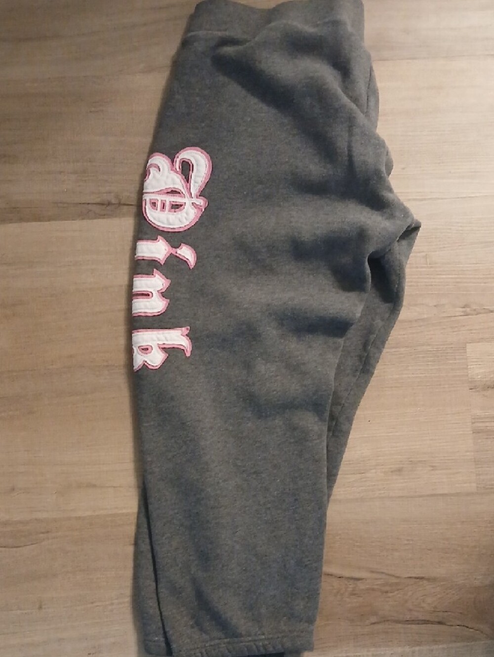 PINK Victoria's Secret Gray Sweat Joggers with Pink Logo Accents - Picture 2 of 4